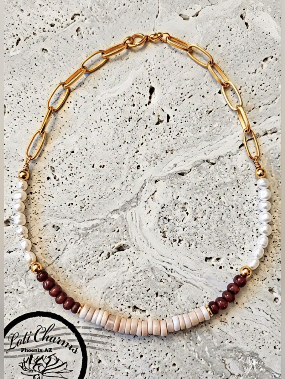 Nature's Pink Opal & Ruby W/ Baroque Pearls In Statement Gold Plated Necklace
